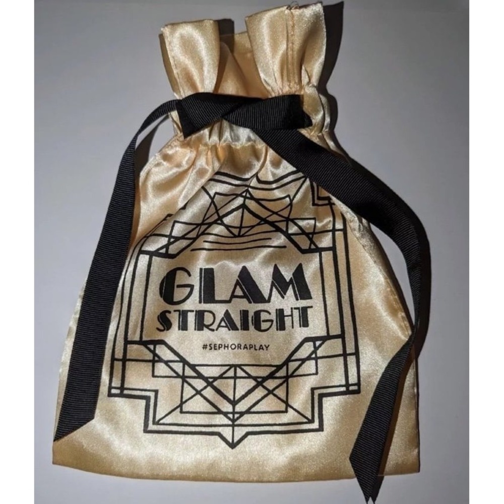 Sephora Glam Straight Drawstring Satin MakeUp Delicates Travel Bag Champagne New